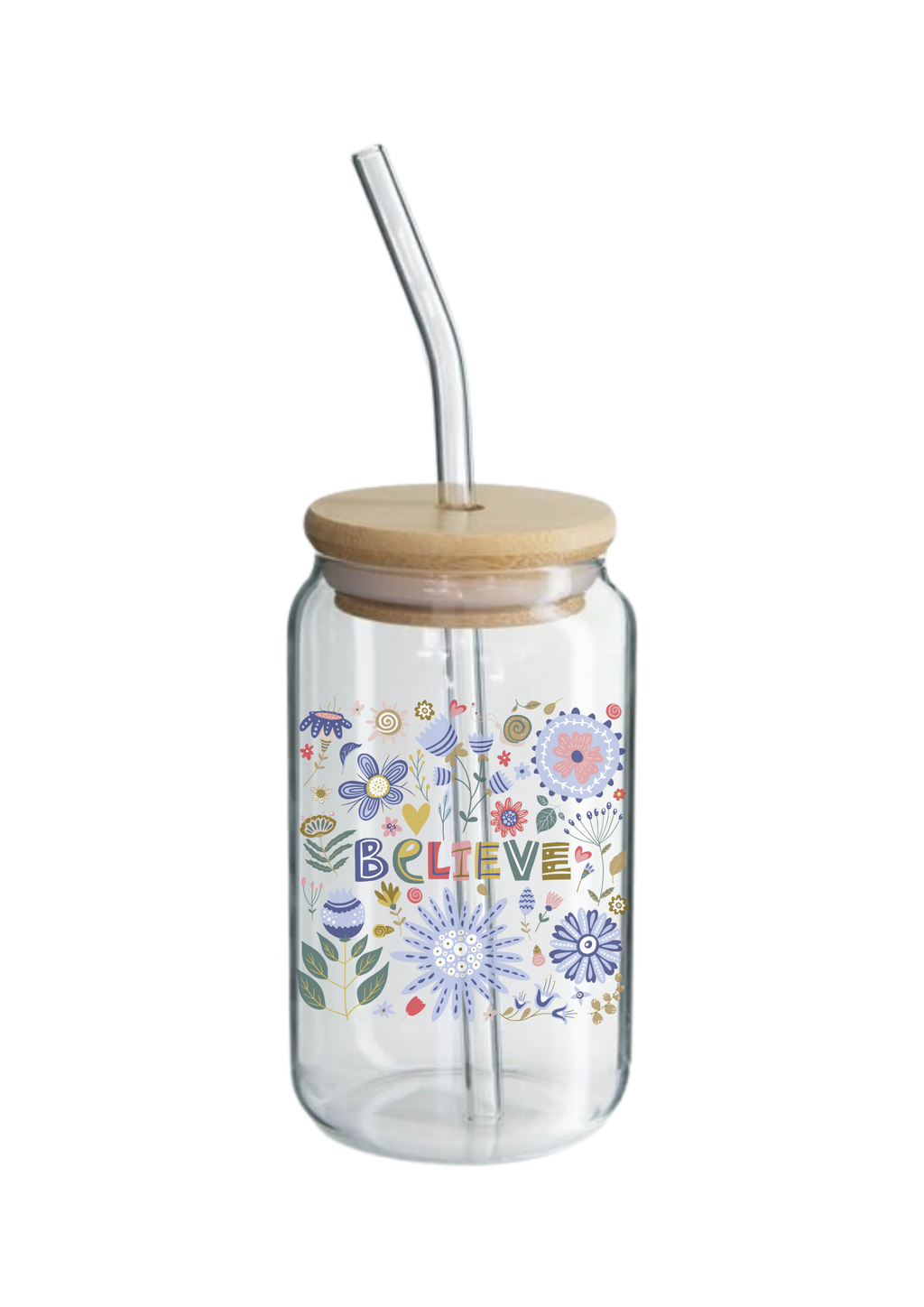 Glass Tumbler with Straw
