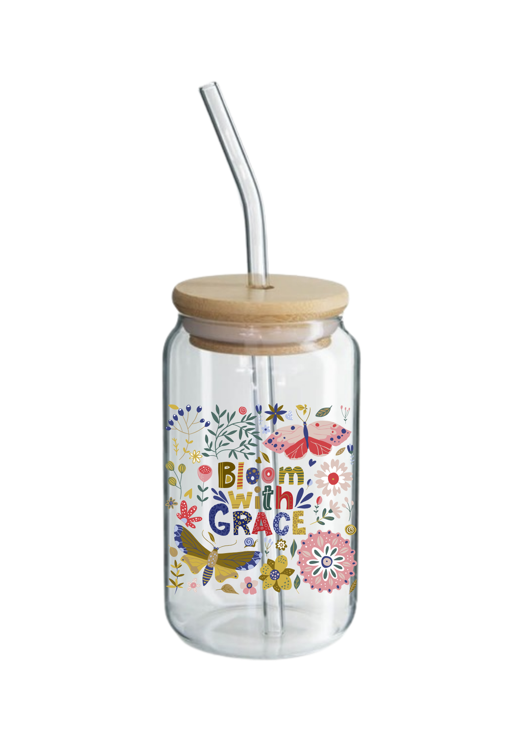 Glass Tumbler with Straw