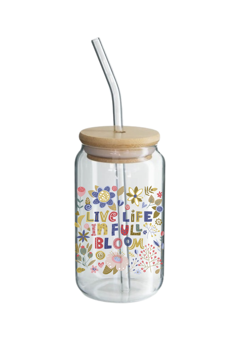 Glass Tumbler with Straw