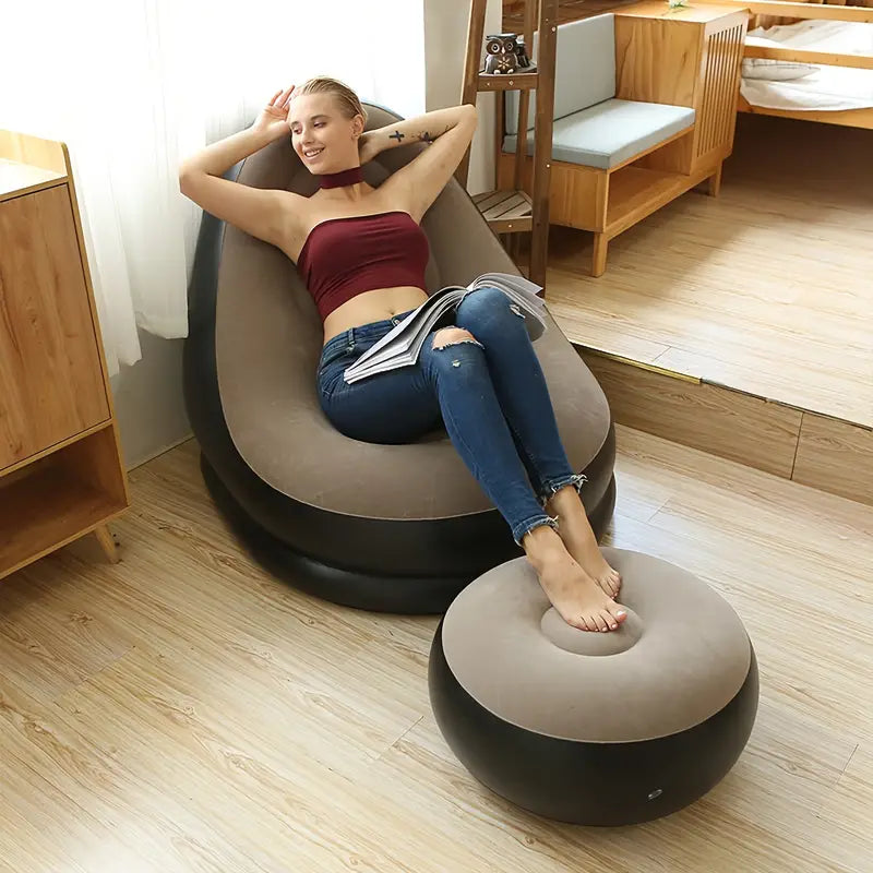 Lazy Inflatable Sofa Bed with Ottoman
