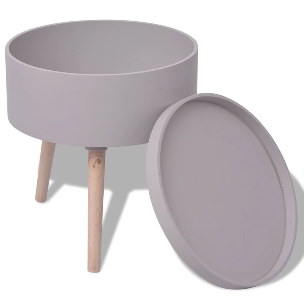 NNEVL Side Table with Serving Tray Round 39.5x44.5 cm Grey
