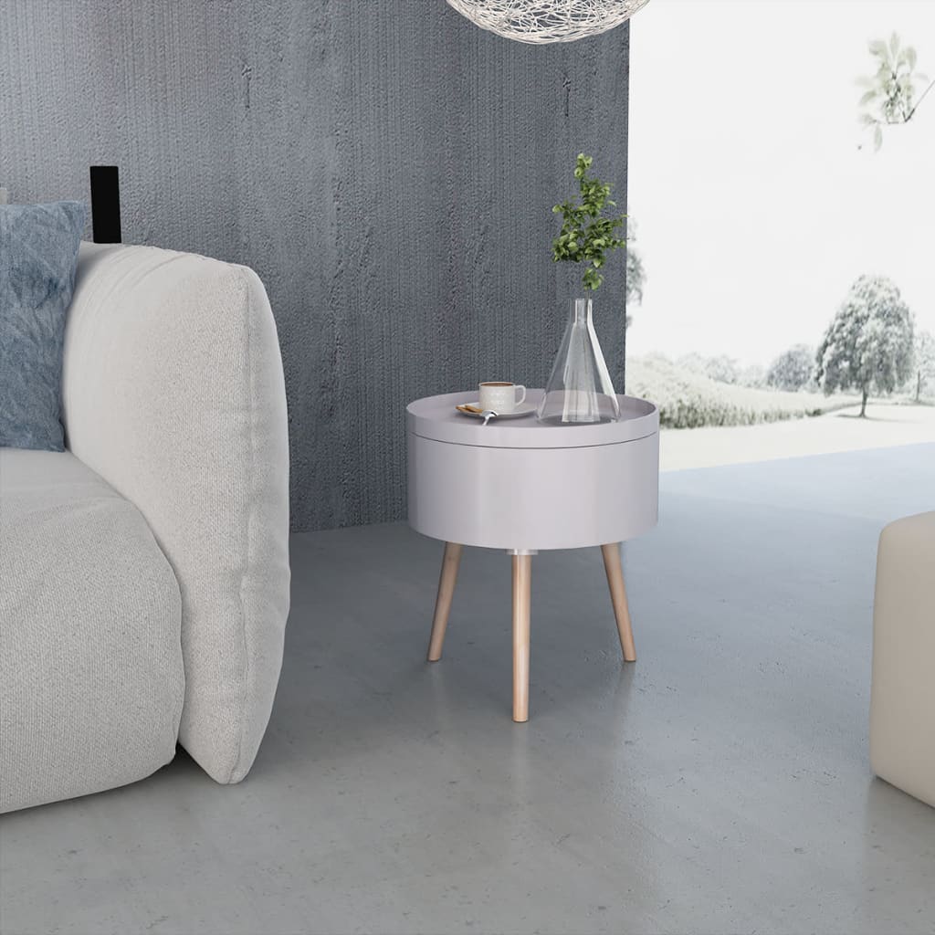 NNEVL Side Table with Serving Tray Round 39.5x44.5 cm Grey
