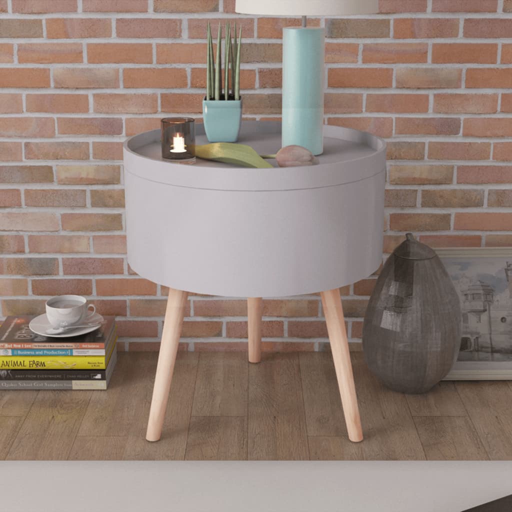 NNEVL Side Table with Serving Tray Round 39.5x44.5 cm Grey