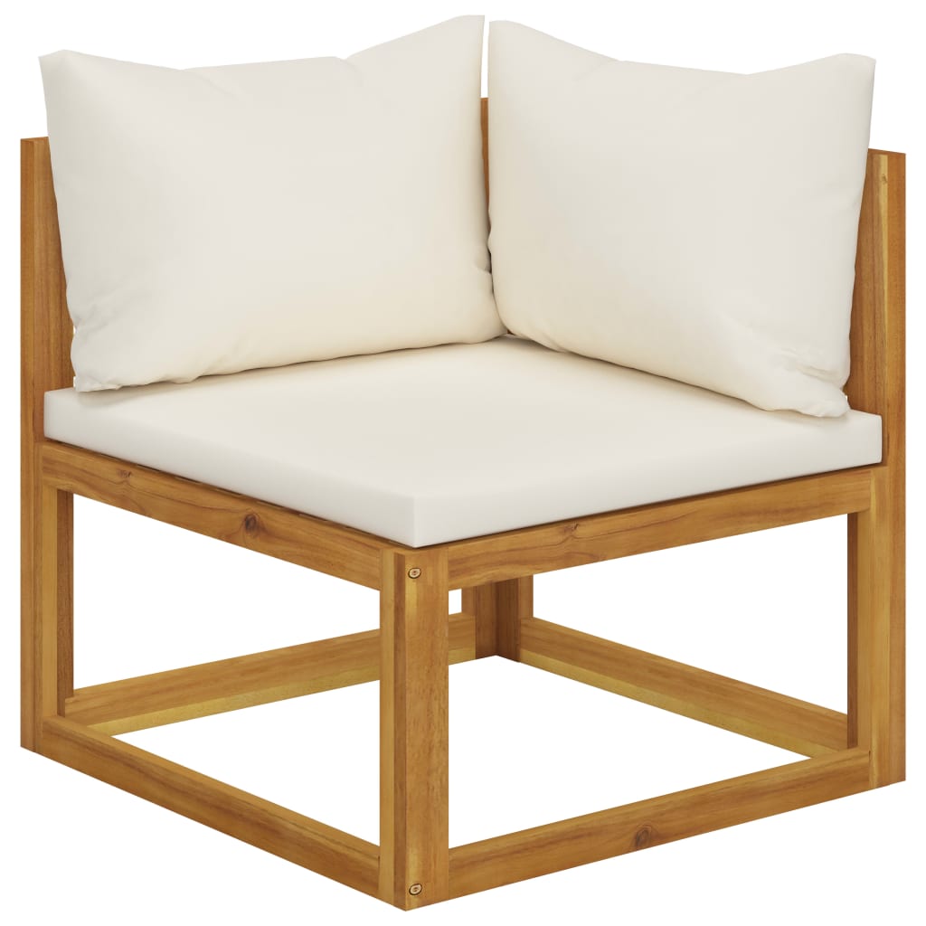 NNEVL 6 Piece Garden Lounge Set with Cushion Cream Solid Acacia Wood