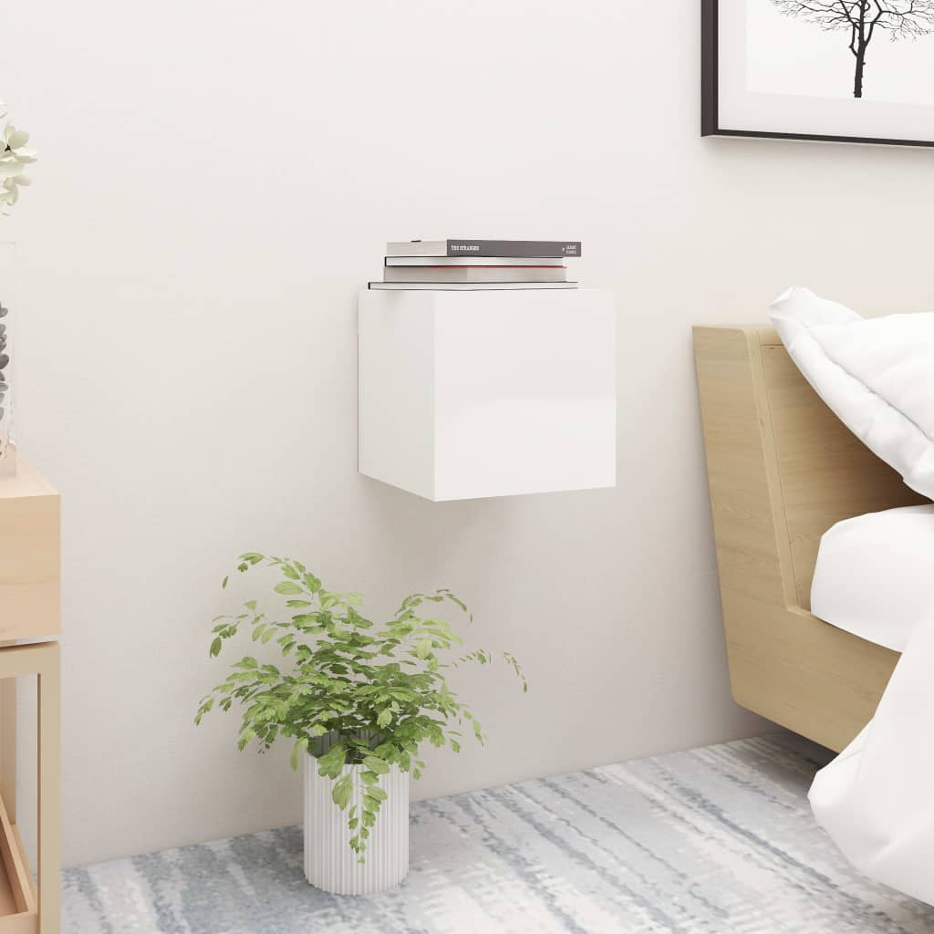 NNEVL Bedside Cabinet High Gloss White 30.5x30x30 cm Chipboard