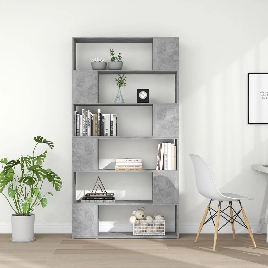 NNEVL Book Cabinet Room Divider Concrete Grey 100x24x188 cm
