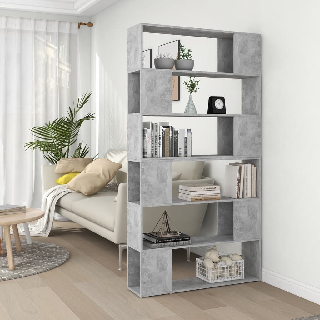 NNEVL Book Cabinet Room Divider Concrete Grey 100x24x188 cm