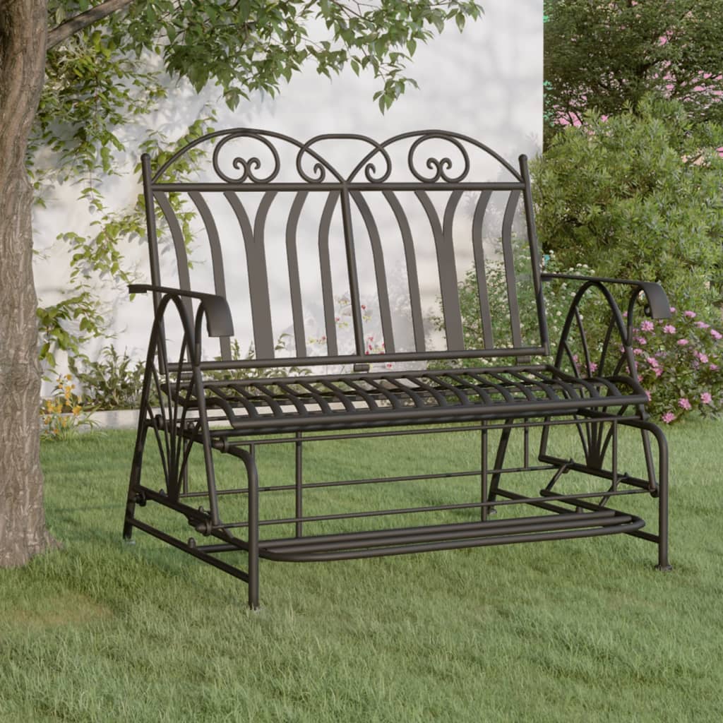 NNEVL 2-Seater Glider Bench 114 cm Black Steel