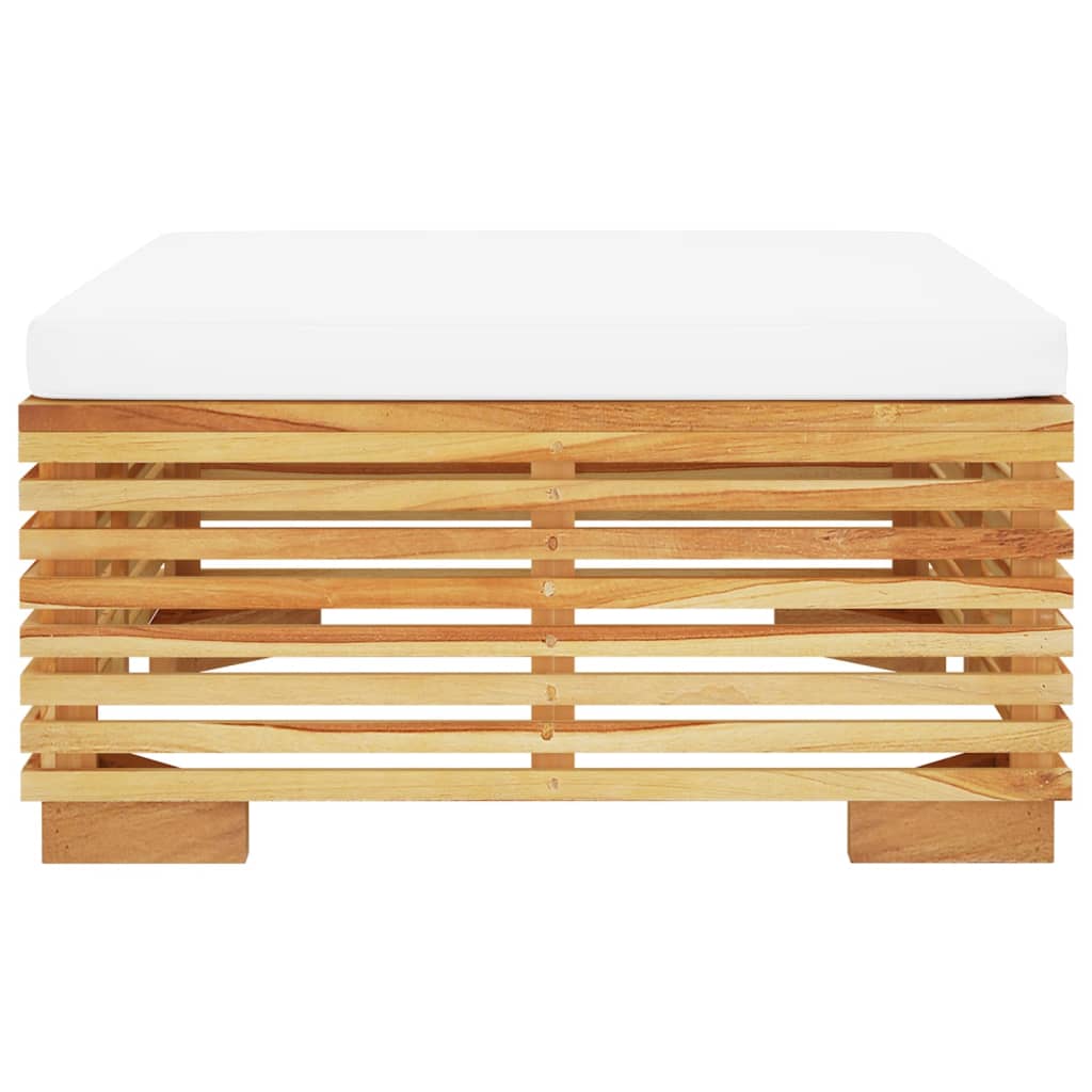 NNEVL Garden Footrest with Cream Cushion Solid Wood Teak