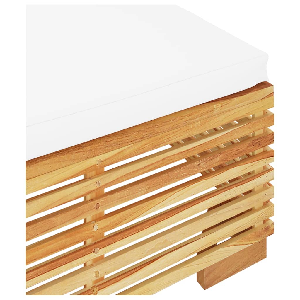 NNEVL Garden Footrest with Cream Cushion Solid Wood Teak