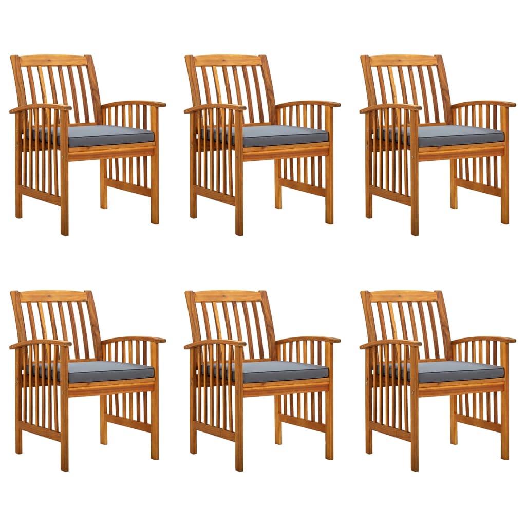 NNEVL Garden Dining Chairs 6 pcs with Cushions Solid Wood Acacia