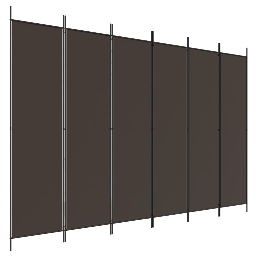NNEVL 6-Panel Room Divider Brown 300x200 cm Fabric