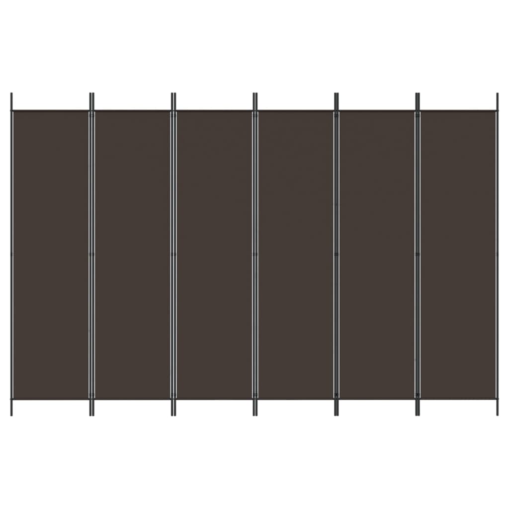 NNEVL 6-Panel Room Divider Brown 300x200 cm Fabric