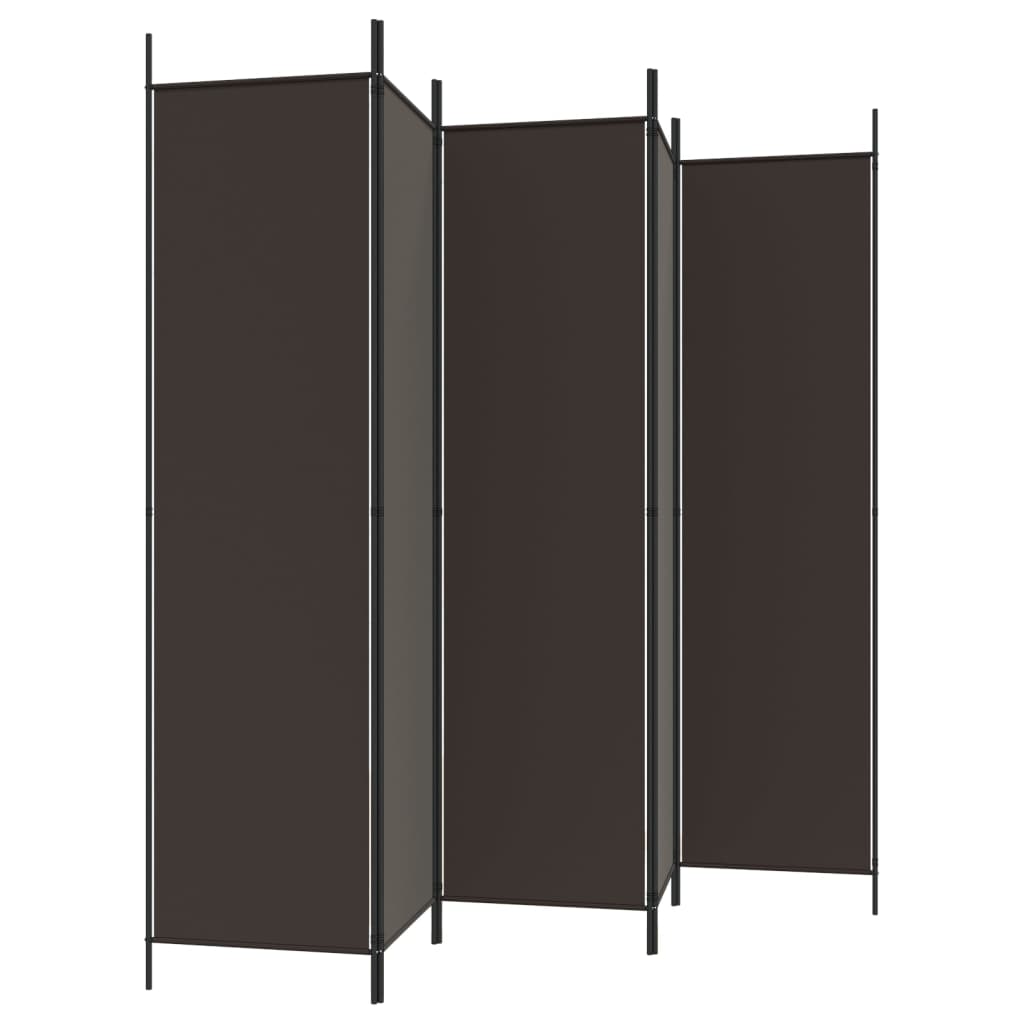 NNEVL 6-Panel Room Divider Brown 300x200 cm Fabric