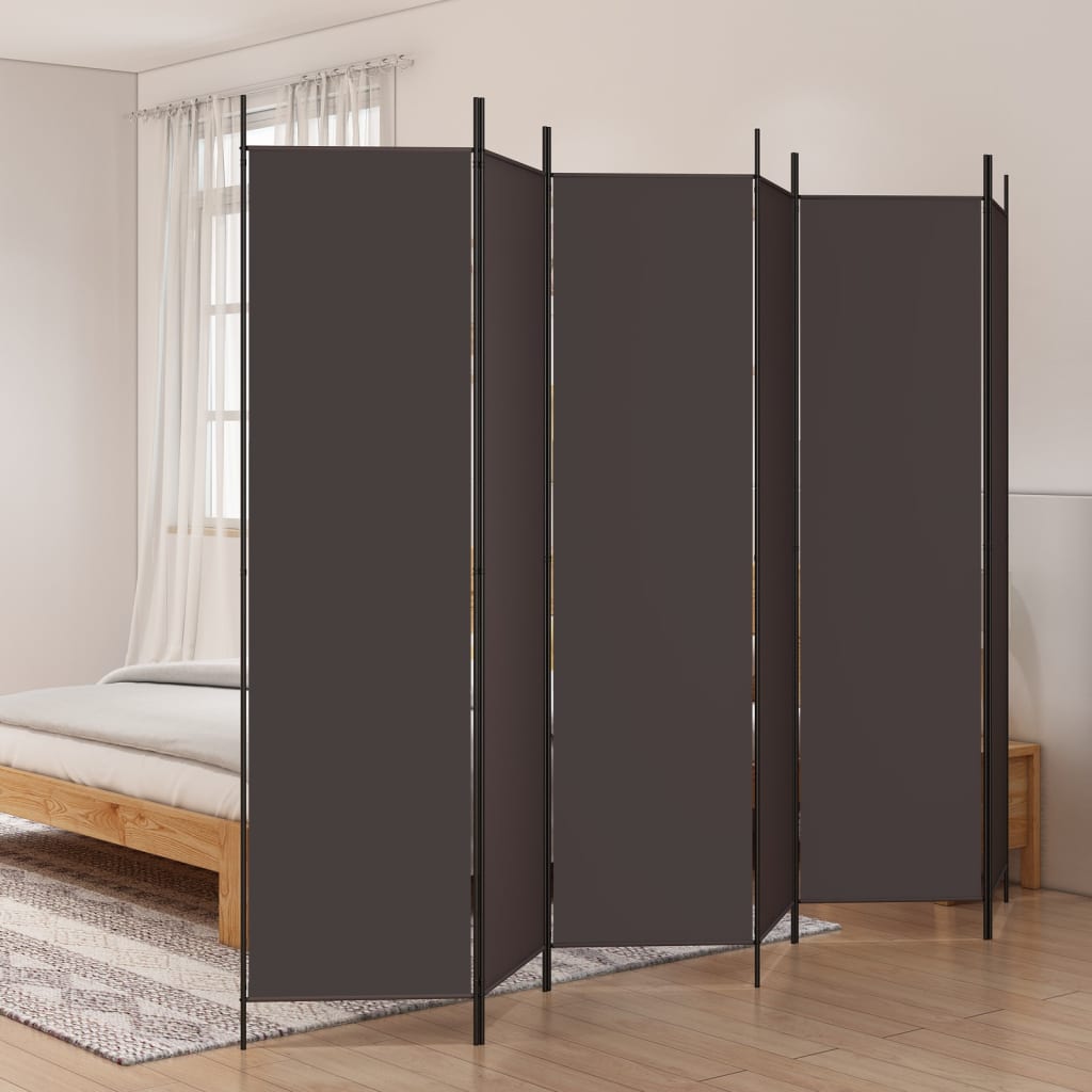 NNEVL 6-Panel Room Divider Brown 300x200 cm Fabric