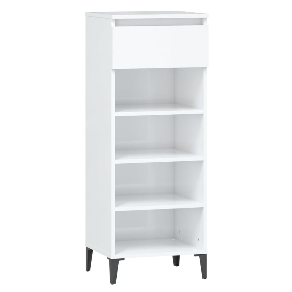 NNEVL Shoe Rack High Gloss White 40x36x105 cm Engineered Wood