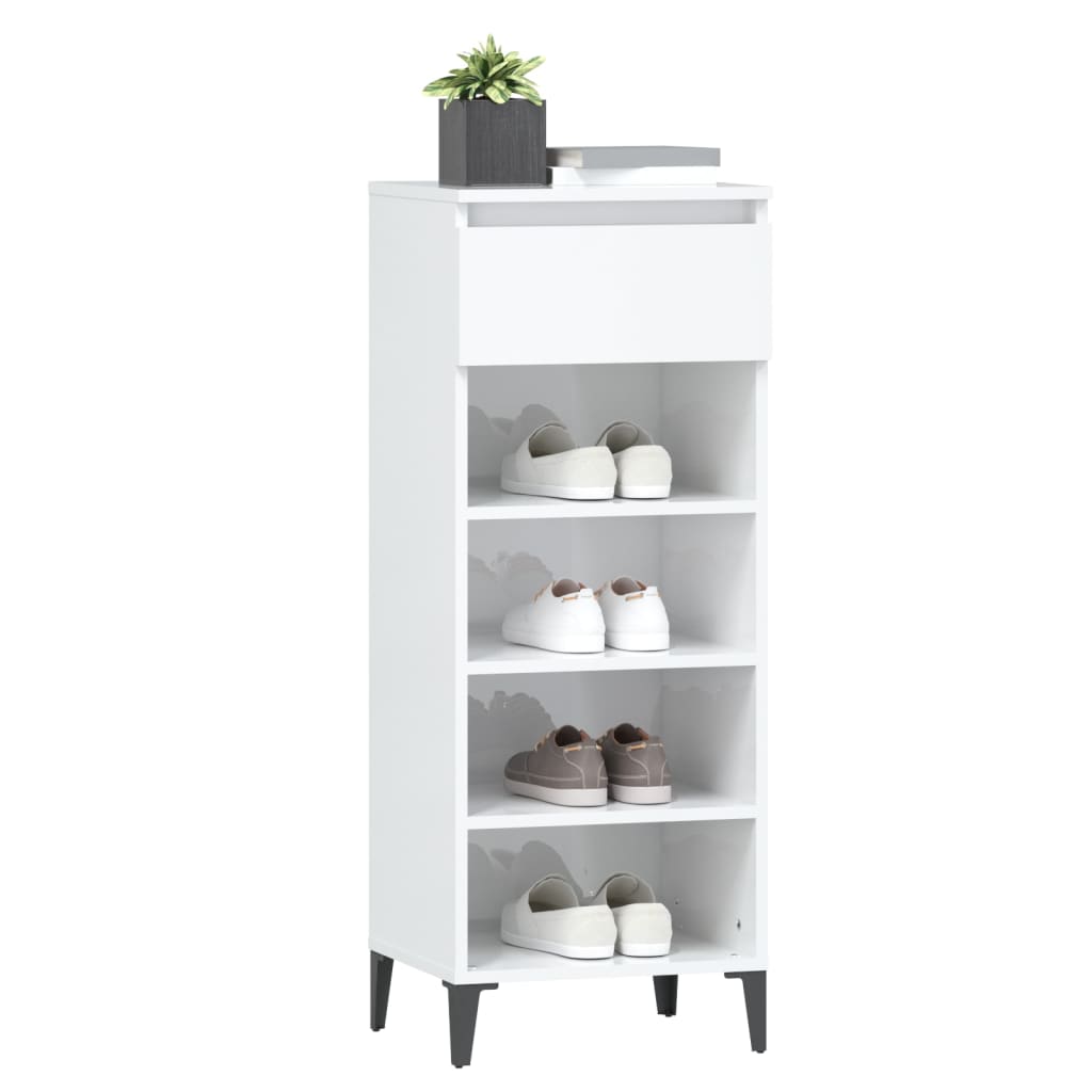 NNEVL Shoe Rack High Gloss White 40x36x105 cm Engineered Wood