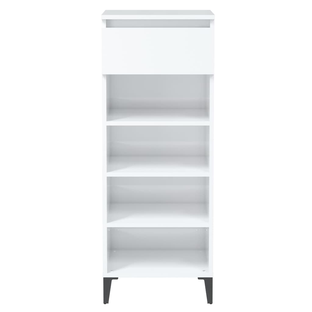 NNEVL Shoe Rack High Gloss White 40x36x105 cm Engineered Wood