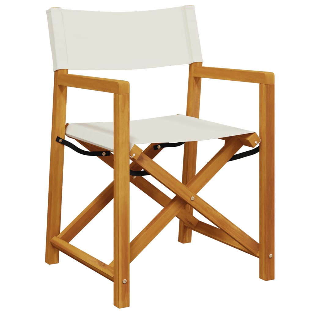 NNEVL Folding Director Chairs 2 pcs Cream White Fabric