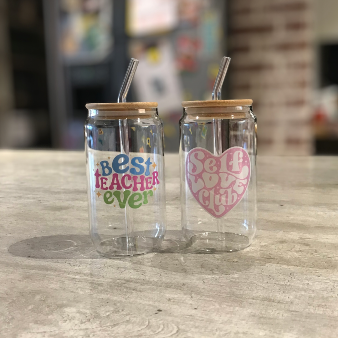 Glass Tumbler with Straw