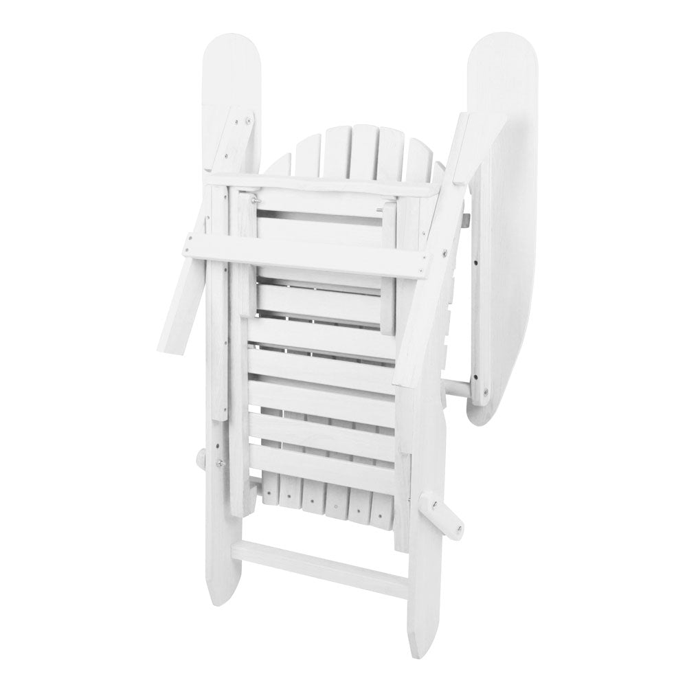 NNEDSZ 3 Piece Outdoor Adirondack Lounge Beach Chair Set - White