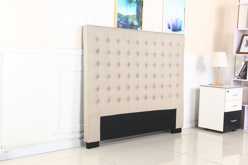 NNEDSZ Bed Head Queen Beige Headboard Upholstery Fabric Tufted Buttons